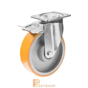 Bromsat länkhjul BP GJ/PUR 150/194, 700 kg, DKL, orange bana