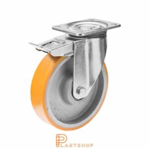 Bromsat länkhjul BP GJ/PUR 160/199, 750 kg, DKL, orange bana