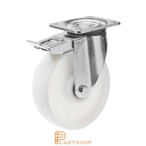 Bromsat länkhjul BP PA6 200/239, 600 kg, DKL, naturfärgad bana