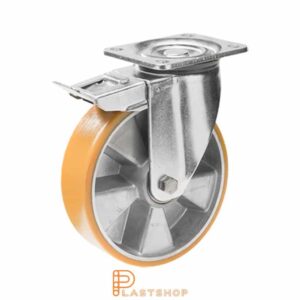 Bromsat länkhjul BP ALU/PUR 200/239, 800 kg, DKL, orange bana
