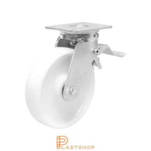 Bromsat länkhjul BP PA6 100/145, 650 kg, DKL, vit bana
