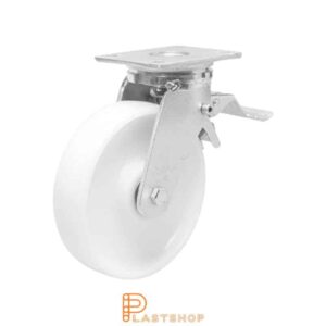 Bromsat länkhjul BP PA6 125/170, 750 kg, DKL, vit bana