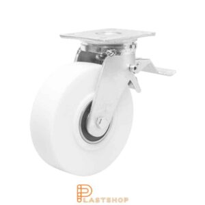 Bromsat länkhjul BP PA6 G 125/170, 1400 kg, DKL, vit bana