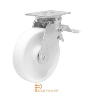 Bromsat länkhjul BP PA6 200/245, 1000 kg, DKL, vit bana