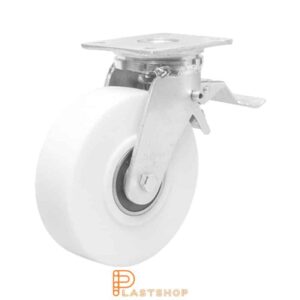 Bromsat länkhjul BP PA6 G 200/245, 1500 kg, DKL, vit bana