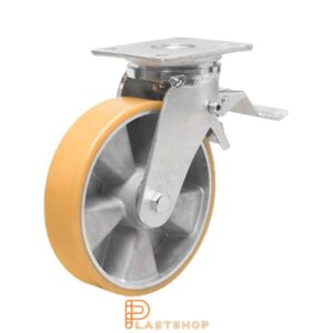 Bromsat länkhjul BP ALU/PUR 200/245, 800 kg, DKL, orange bana