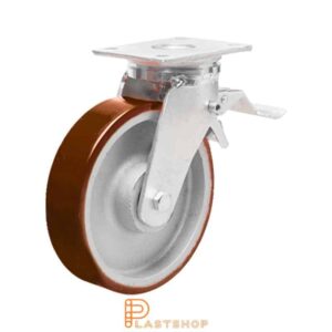 Bromsat länkhjul BP GJ/PUR 200/245, 1000 kg, DKL, röd bana