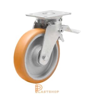 Bromsat länkhjul BP GJ/ElastoPUR 200/245, 800 kg, DKL, brun bana