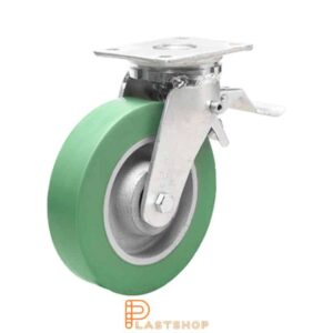 Bromsat länkhjul BP GJ/ElastoPUR 200/245, 700 kg, DKL, grön bana