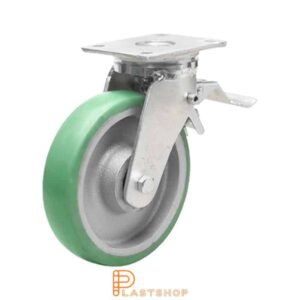 Bromsat länkhjul BP GJ/ElastoPUR 200/245, 700 kg, DKL, grön bana