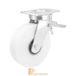 Bromsat länkhjul BP PA6 G 200/250, 1500 kg, DKL, vit bana
