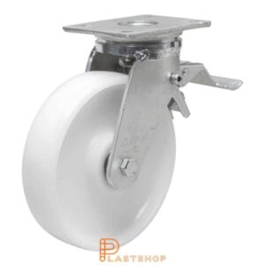 Bromsat länkhjul BP PA6 250/300, 800 kg, DKL, vit bana