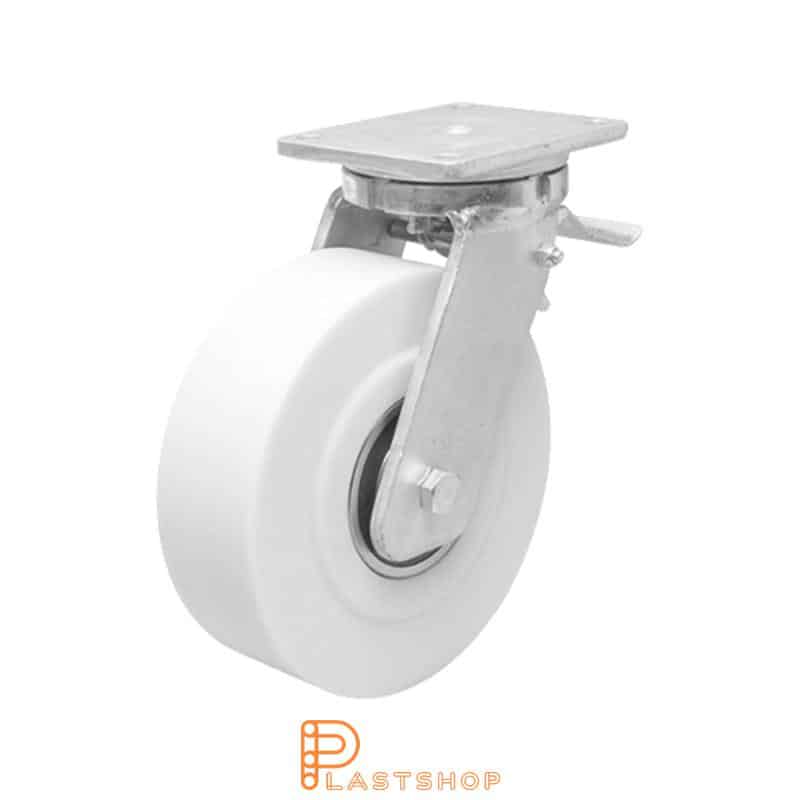 Bromsat länkhjul BP PA6 G 150/212, 2750 kg, DKL, vit bana