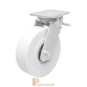 Bromsat länkhjul BP PA6 G 200/264, 3000 kg, DKL, vit bana