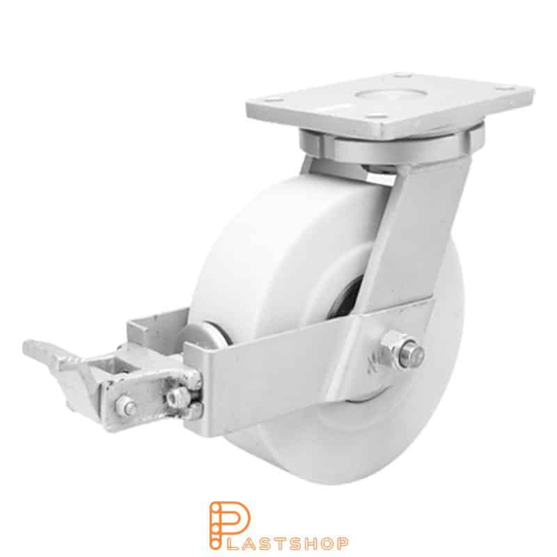 Bromsat länkhjul BP PA6 G 150/212, 2750 kg, DKL, vit bana