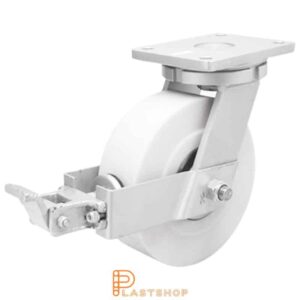Bromsat länkhjul BP PA6 G 200/264, 4500 kg, DKL, vit bana