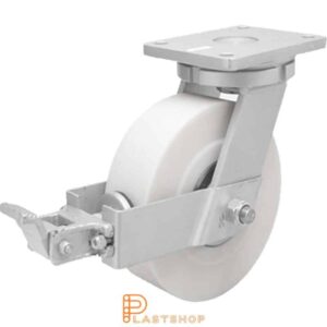 Bromsat länkhjul BP PA6 G 300/375, 5000 kg, DKL, vit bana