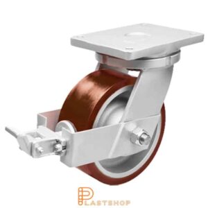 Bromsat länkhjul BP GJ/PUR 200/280, 1800 kg, DKL, röd bana