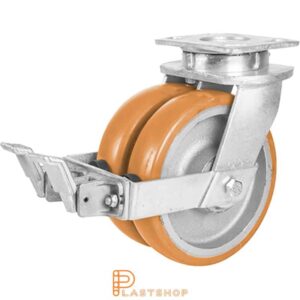 Bromsat länkhjul BP-D GJ/ElastoPUR 200/250, 1500 kg, DKL, brun bana