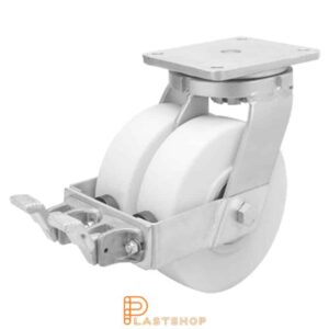 Bromsat länkhjul BP-D PA6 G 200/264, 3000 kg, DKL, vit bana