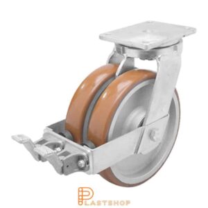 Bromsat länkhjul BP-D GJ/ElastoPUR 250/314, 1800 kg, DKL, brun bana
