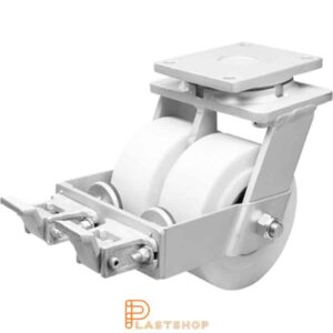 Bromsat länkhjul BP-D PA6 G 150/212, 4950 kg, DKL, vit bana