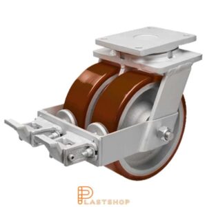 Bromsat länkhjul BP-D GJ/PUR 150/212, 1900 kg, DKL, röd bana