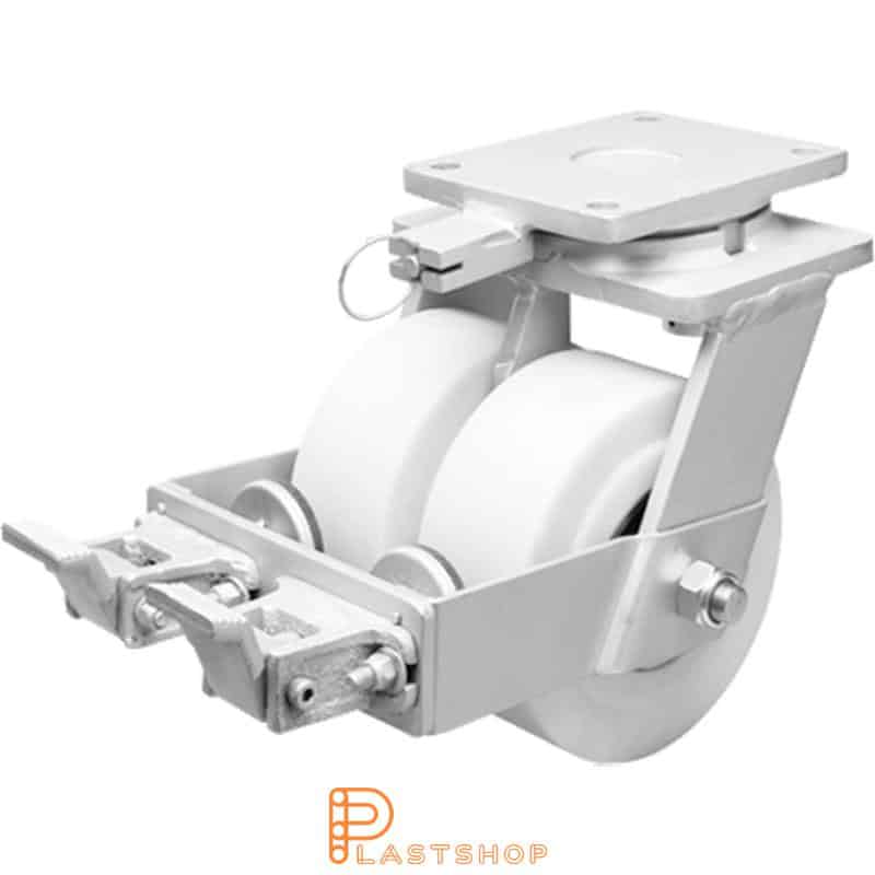Bromsat länkhjul BP-D PA6 G 150/212, 4950 kg, DKL, vit bana