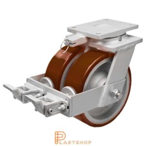 Bromsat länkhjul BP-D GJ/PUR 150/212, 1900 kg, DKL, röd bana