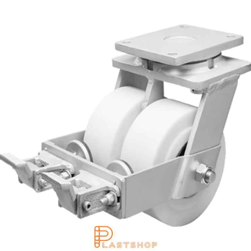 Bromsat länkhjul BP-D PA6 G 250/314, 5000 kg, DKL, vit bana