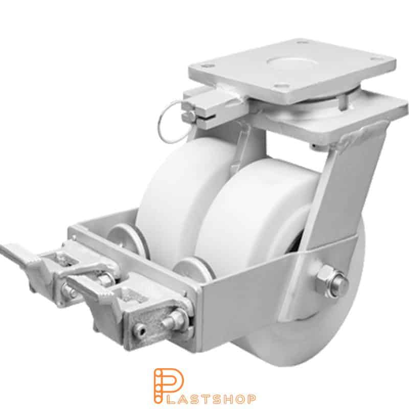 Bromsat länkhjul BP-D PA6 G 250/314, 5000 kg, DKL, vit bana