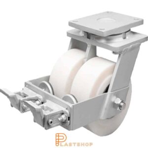 Bromsat länkhjul BP-D PA6 G 300/375, 5000 kg, DKL, vit bana