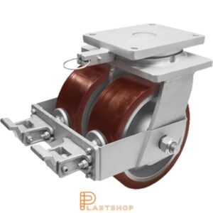 Bromsat länkhjul BP-D GJ/PUR 200/280, 3200 kg, DKL, röd bana