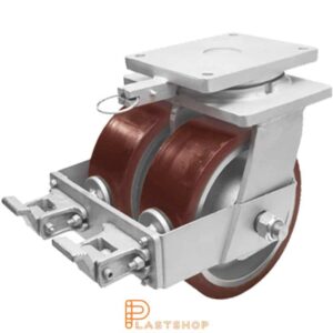 Bromsat länkhjul BP-D GJ/PUR 250/330, 3950 kg, DKL, röd bana