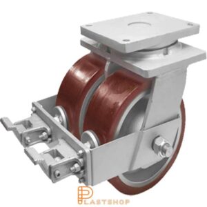 Bromsat länkhjul BP-D GJ/PUR 400/495, 6300 kg, DKL, röd bana