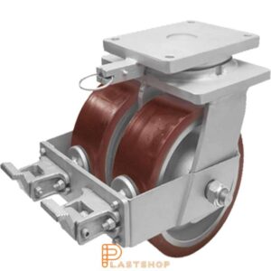 Bromsat länkhjul BP-D GJ/PUR 400/495, 6300 kg, DKL, röd bana