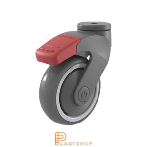 Bromsat länkhjul BC PP/TPE 100/140, 100 kg, KL, grå bana