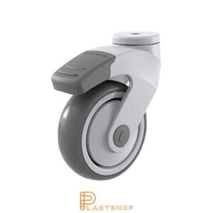 Bromsat länkhjul BC-RF PP/TPE 100/140, 100 kg, KL, grå bana