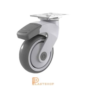 Bromsat länkhjul BP PP/TPE 100/147, 100 kg, KL, grå bana