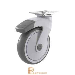 Bromsat länkhjul BP PP/TPE 125/167, 100 kg, KL, grå bana