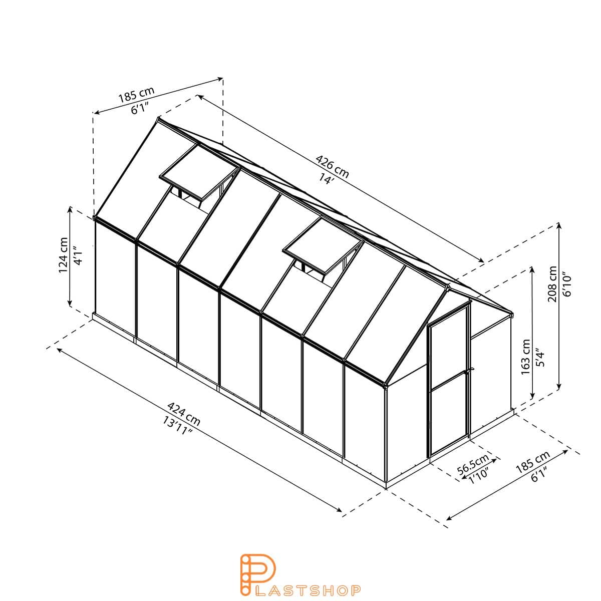 Växthus Mythos 7.9 m², silver